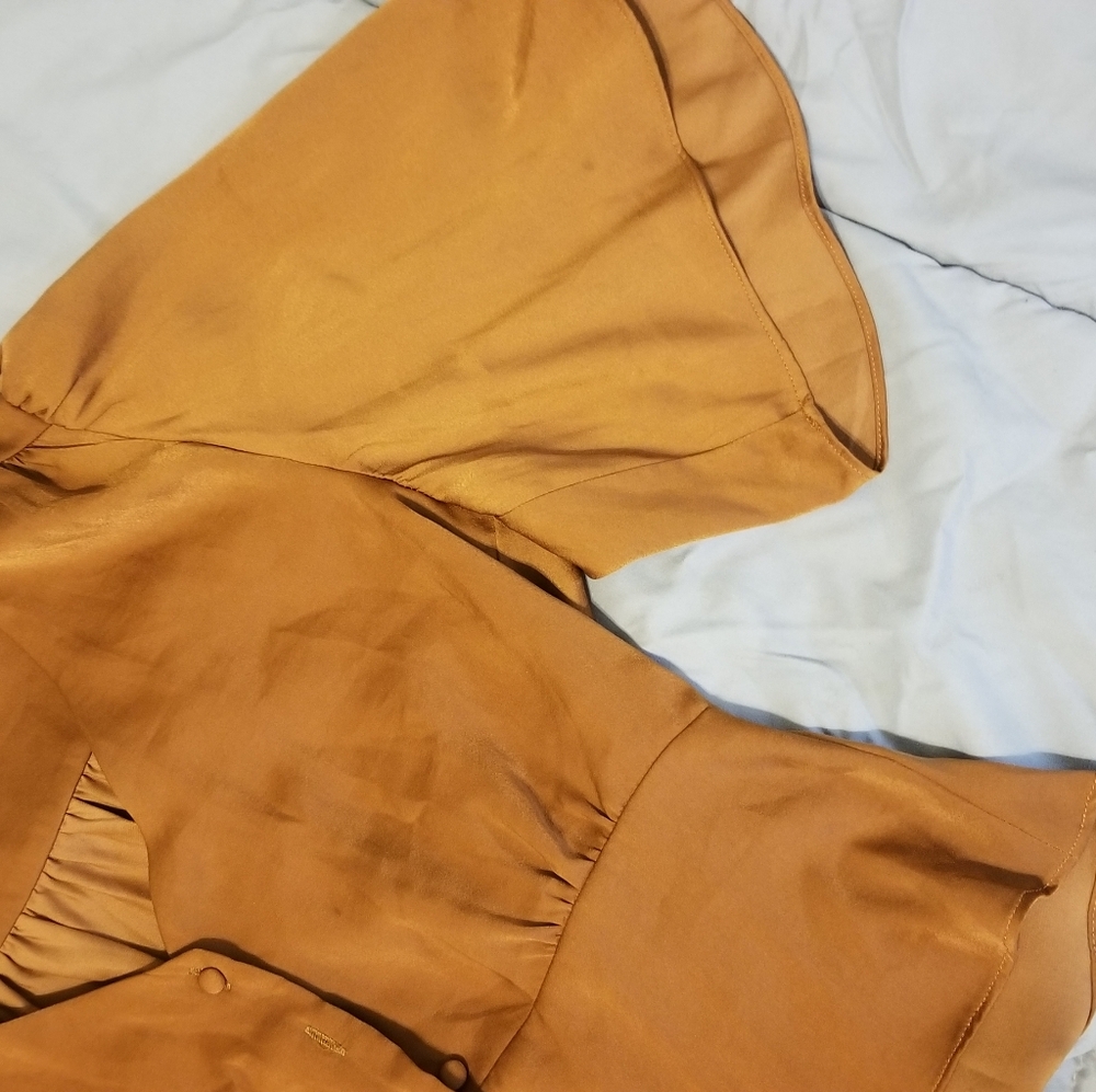 Lush flutter sleeve blouse copper bronze orange brown size small